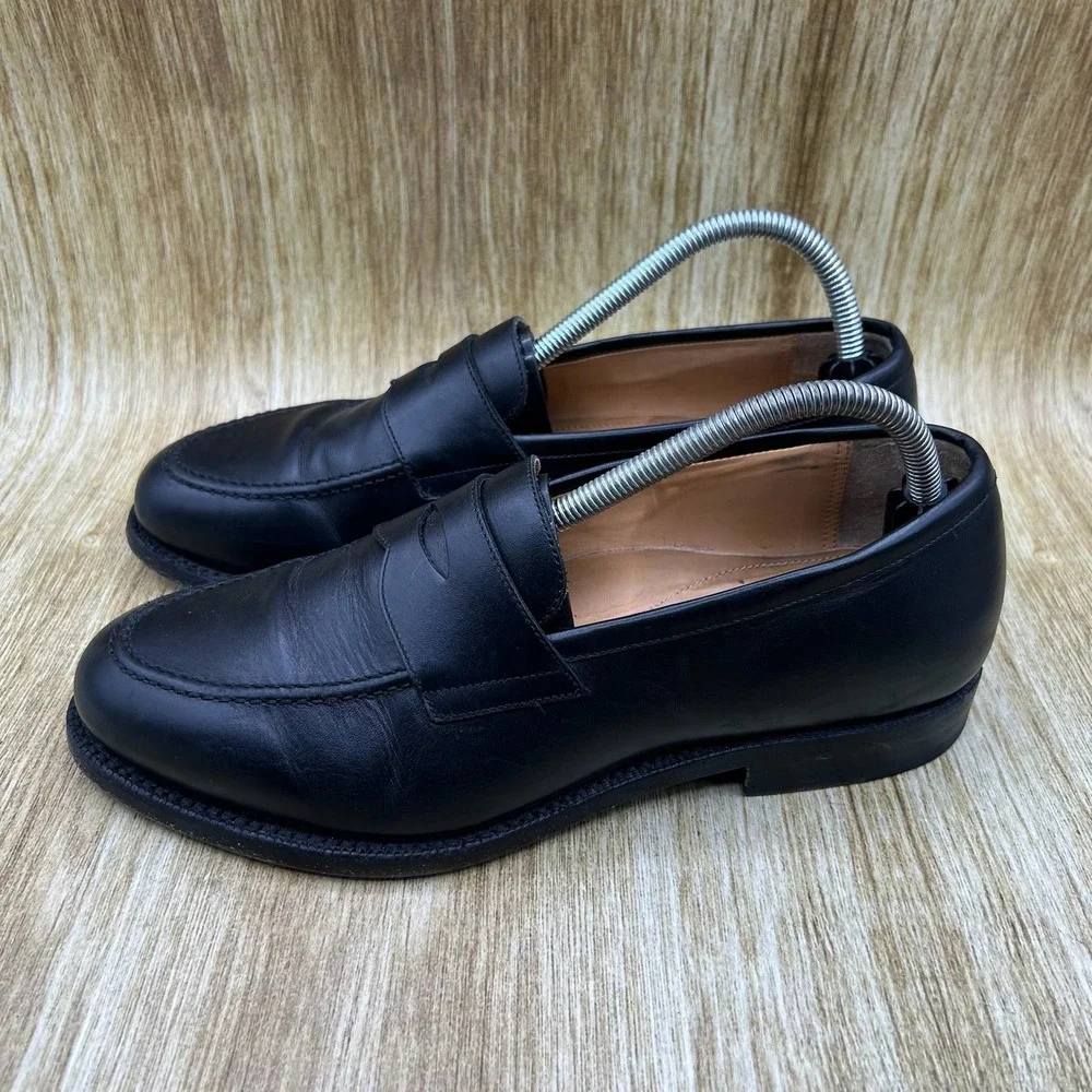 Suitsupply Penny Loafers Men's Size 8.5 Black Leather Made in Italy Dress Shoes